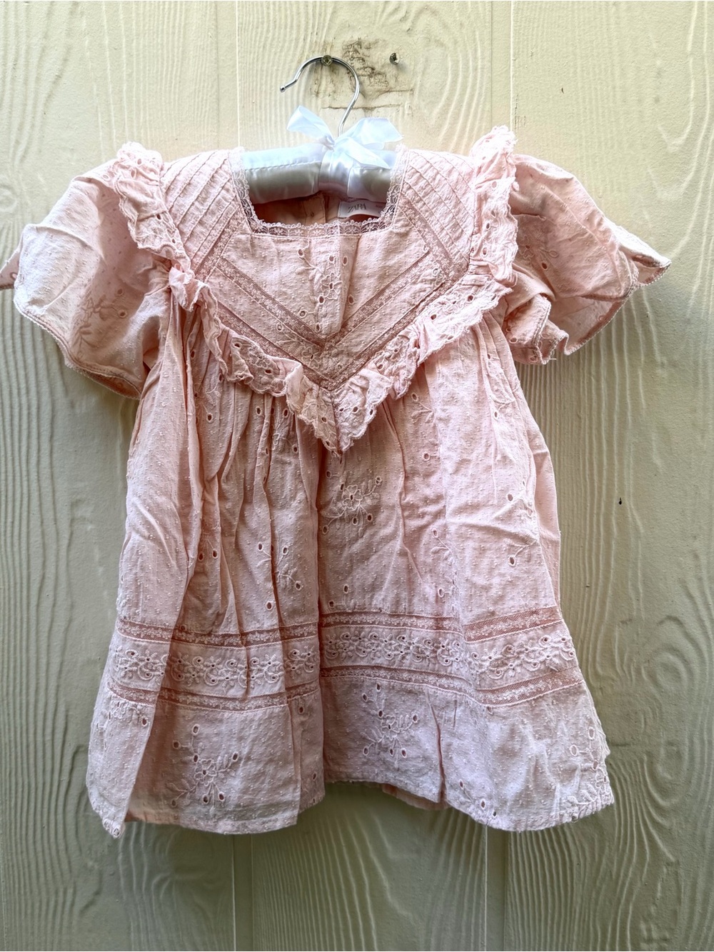 Zara Pink Eyelet Ruffle Dress